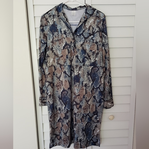 Undbranded Women's Blue Snakeskin Print  Shirt Dress Size S - Picture 5 of 16